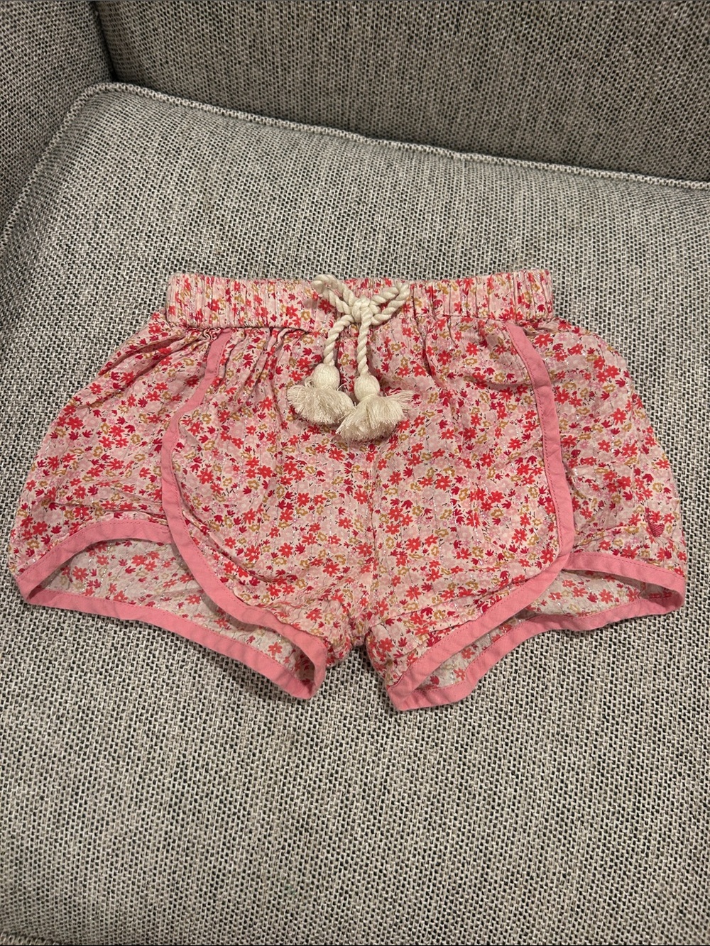 Pink Chicken Girls 6Y pink floral shorts with sparkly silver stripes